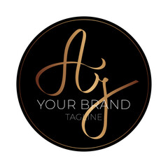 Elegant AJ Handwritten Letters Initial Clean Business Logo