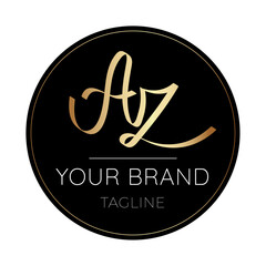Elegant AZ Handwritten Letters Initial Clean Business Logo