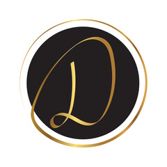 Elegant D Handwritten Letter Initial Clean Business Logo