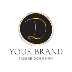 Elegant D Letter Initial Clean Feminine Business Logo