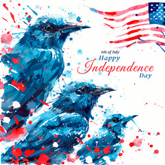 Happy Independence day aquarela 
 - obrazy, fototapety, plakaty