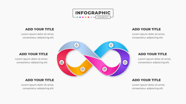 Vector process infinity infographic presentation design template with 6 steps or options