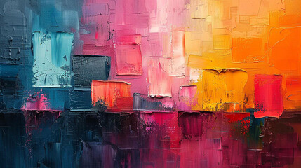 abstract painting with a mixture of bright colors