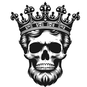 Realistic human skulls in crown isolated on white background vector illustration