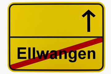 Illustration eines Ortsausgangsschildes von Ellwangen in Baden-Württemberg	 - obrazy, fototapety, plakaty