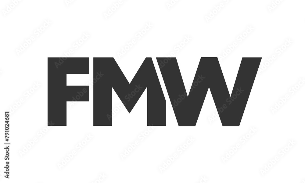 Poster fmw logo design template with strong and modern bold text. initial based vector logotype featuring s
