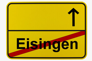 Illustration eines Ortsausgangsschildes von Eisingen in Baden-Württemberg	 - obrazy, fototapety, plakaty