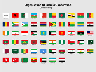 Organization of Islamic Cooperation Countries Flags pack. Islamic Countries Flags Pack. A set of 57 Islamic Countries. Editable EPS file.