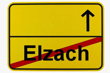 Illustration eines Ortsausgangsschildes von Elzach in Baden-Württemberg	 - obrazy, fototapety, plakaty