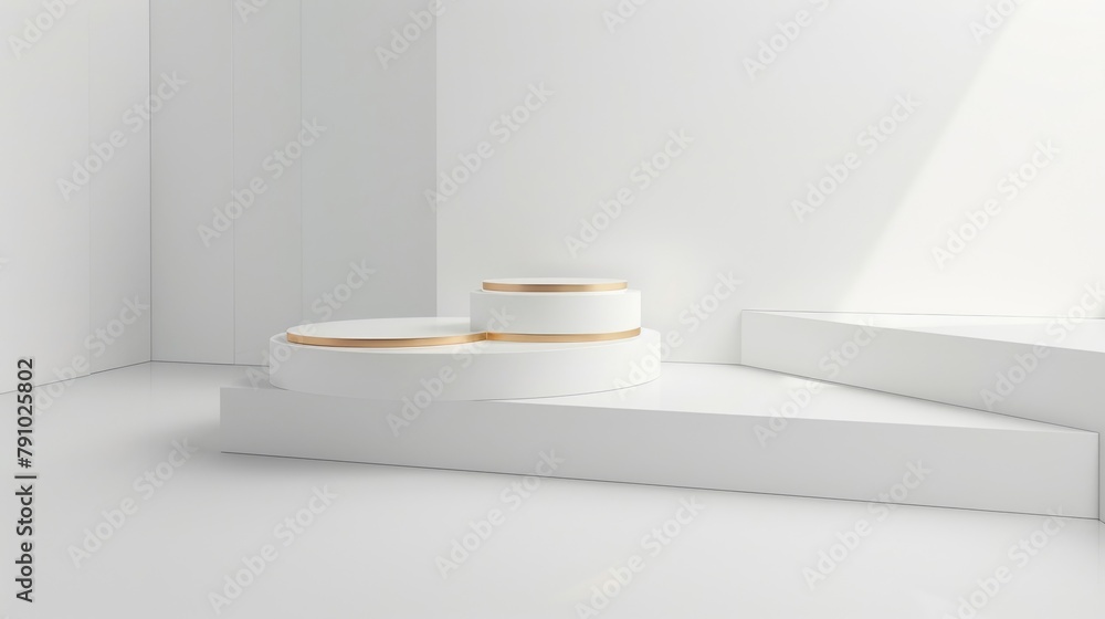Poster modular podium system on a clean white background, versatile and customizable for any product.