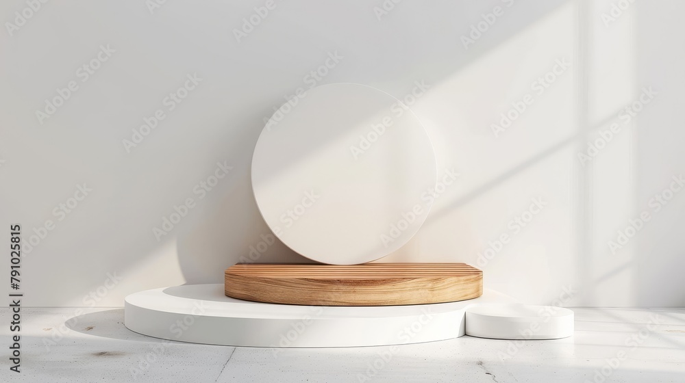 Poster modular podium system on a clean white background, versatile and customizable for any product.