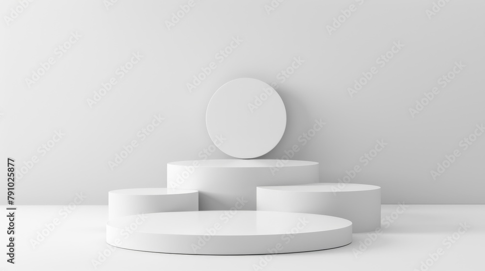Poster modular podium system on a clean white background, versatile and customizable for any product.