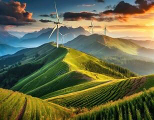 sophisticated wind turbine data analytics dashboard displaying real-time metrics and graphs for assessing the efficiency and profitability of renewable energy production