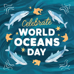 A poster for the world ocean day, Social Medai Poster For World Oceans Day.