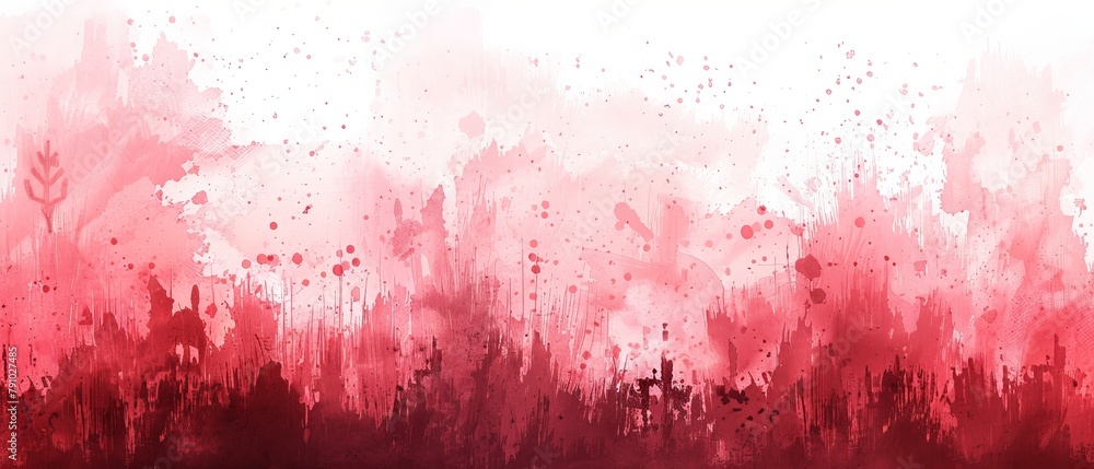 Sticker   A painting of red and white splatters against a pristine white backdrop, brushed with black and red strokes