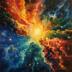 Chromatic Explosion The Crayola Supernova - obrazy, fototapety, plakaty