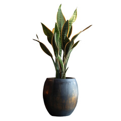 Tall, upright Snake Plant with sturdy leaves enhances the raw aesthetic of an industrial interior, embodying sustainable urban living.