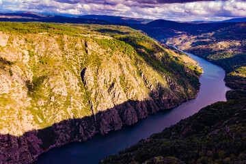 Aerial view of river Sil Canyon, Galicia Spain
