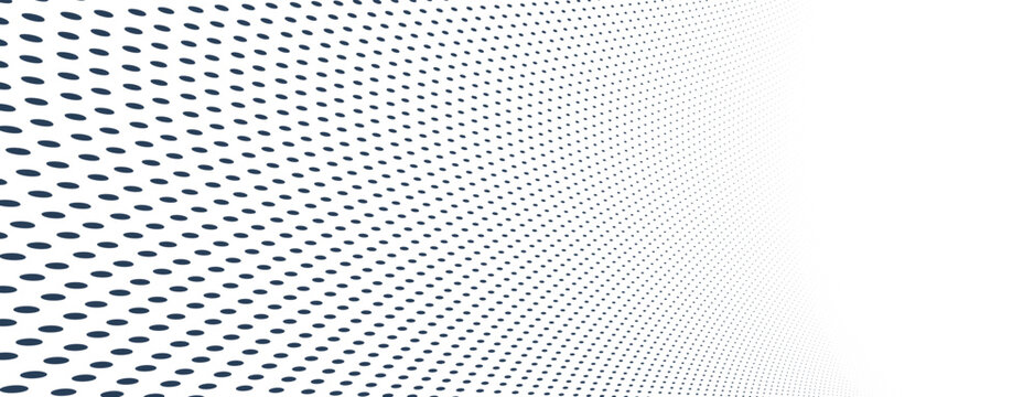 Dotted vector abstract background, light grey dots in perspective flow, dotty texture abstraction, big data technology image, cool backdrop.