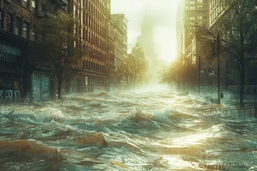 Fotobehang Flooded urban landscape as climate change metaphor © João Macedo