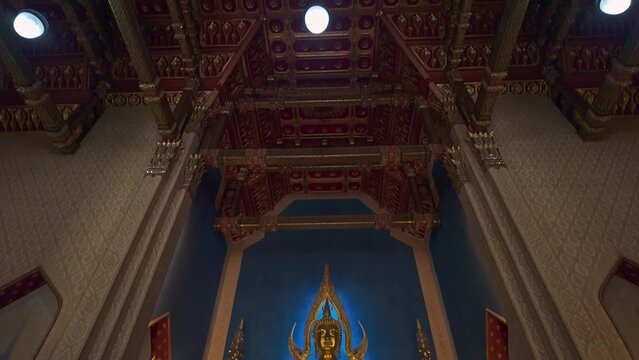Phra Buddha Chinnarat It is a Buddha image in the posture of Maravichai. it is enshrined as the main Buddha image in the ordination hall of Wat Benchamabophit Bangkok.