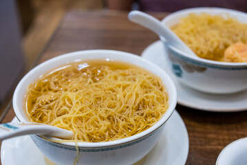 Wonton noodles in Hong Kong city