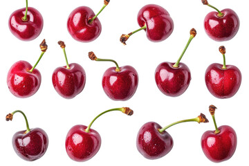 set of cherries isolated on white