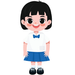 Happy cute Thai student in uniform 