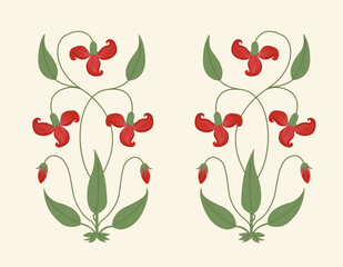 Vector floral bunch with Border design. Digital art flower motif design. © Parimol