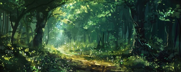 An ilustrated magical forest