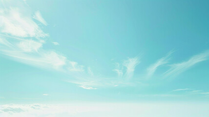 A calming blend of translucent azure and pale sky blue, creating a minimalist abstract background that evokes the serene expanse of a clear, unclouded sky - obrazy, fototapety, plakaty