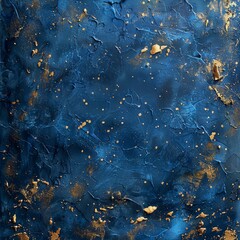 A blue background with gold specks and a starry sky. The blue background is the main focus of the image, with the gold specks and starry sky adding a touch of glamour and depth to the scene
