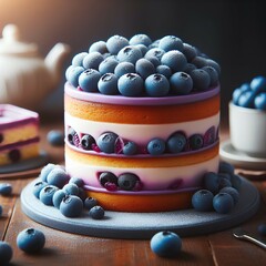 A cake with blueberries on top of it