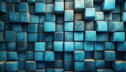 A blue wall made of cubes