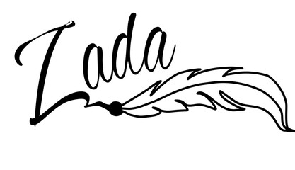 Zada - black color - name written - Word with feather for websites, baby shower, greetings, banners, cards-shirt, sweatshirt, prints, cricut, silhouette, sublimation