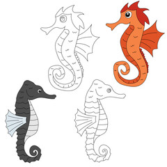 Seahorse Clipart. Aquatic Animal Clipart for Lovers of Underwater Sea Animals, Marine Life, and Sea Life