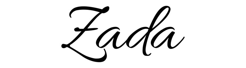 Zada  - black color - name written - ideal for websites, presentations, greetings, banners, cards, t-shirt, sweatshirt, prints, cricut, silhouette, sublimation, tag