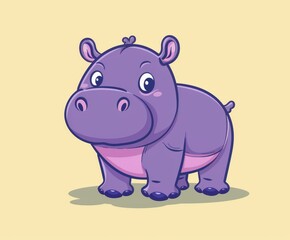 Cute cartoon abstract hippo, Minimalistic funny flat illustration