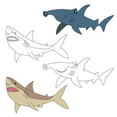 Shark Clipart. Aquatic Animal Clipart for Lovers of Underwater Sea Animals, Marine Life, and Sea Life