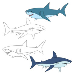 Shark Clipart. Aquatic Animal Clipart for Lovers of Underwater Sea Animals, Marine Life, and Sea Life