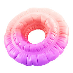 Colorful 3D rendered donut inflatable ring on transparent background