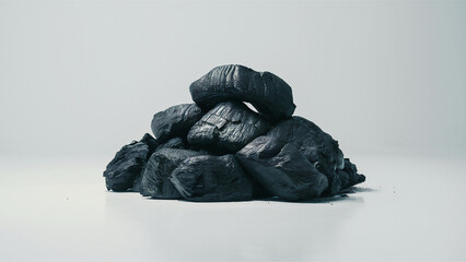 pile black coal isolated on white background
