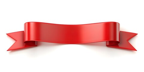 Red Ribbon: 3D Design Element for Title Placement. Festive ribbon tag. Ai image. - obrazy, fototapety, plakaty