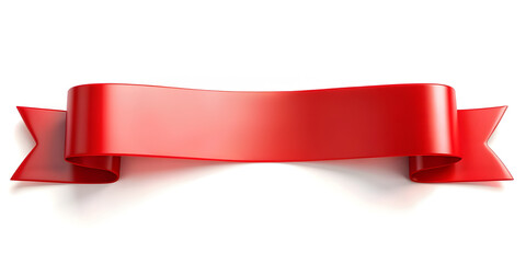 Red Ribbon: 3D Design Element for Title Placement. Festive ribbon tag. Ai image.
