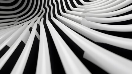 3d rendering of white and black abstract geometric background. Scene for advertising, technology,...