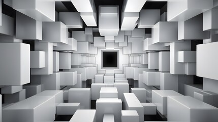 3d rendering of white and black abstract geometric background. Scene for advertising, technology,...