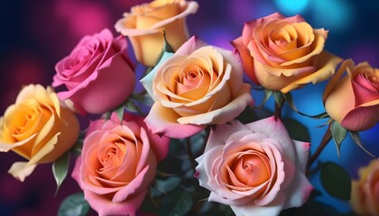 sweet color roses in blur style for background.