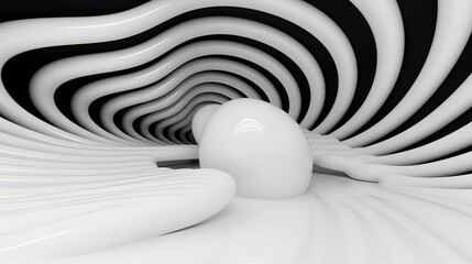 3d rendering of white and black abstract geometric background. Scene for advertising, technology, showcase, banner, game, sport, cosmetic, business, metaverse. Sci-Fi Illustration. Product display