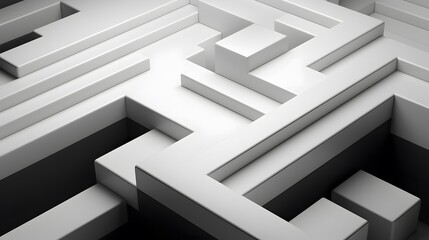 3d rendering of white and black abstract geometric background. Scene for advertising, technology, showcase, banner, game, sport, cosmetic, business, metaverse. Sci-Fi Illustration. Product display