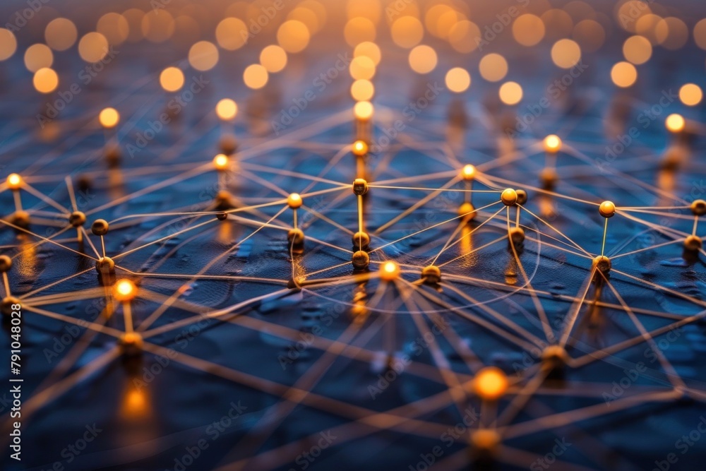 Poster a network of interconnected lines symbolizing effective communication in business
